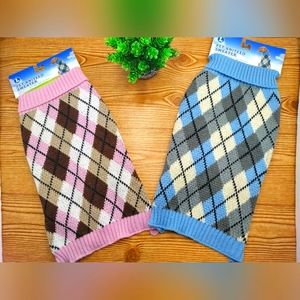 Dogs Sweaters His And Hers Blue And Pink New Matching Set Large